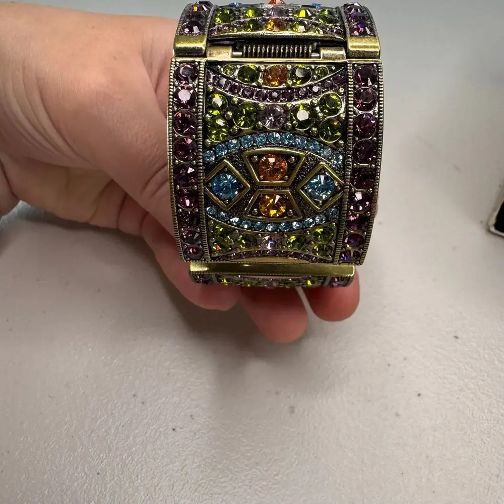 heidi daus B6798 multicolor crystal cuff bracelet quartz watch box working
